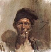 Joaquin Sorolla Smoking old man oil painting on canvas
